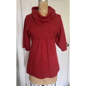 Autumn Cashmere Tie-Back Sweater Red Tunic Knit Size Extra Small Holiday
